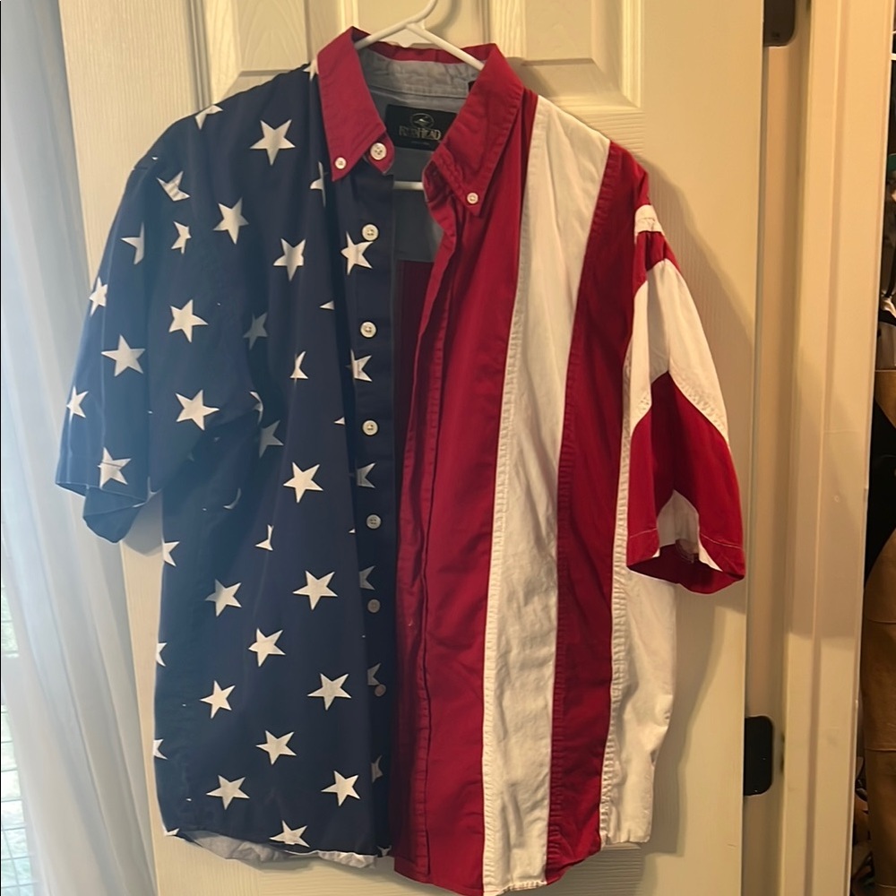 Men's Red, White, and Blue Flag Shirt